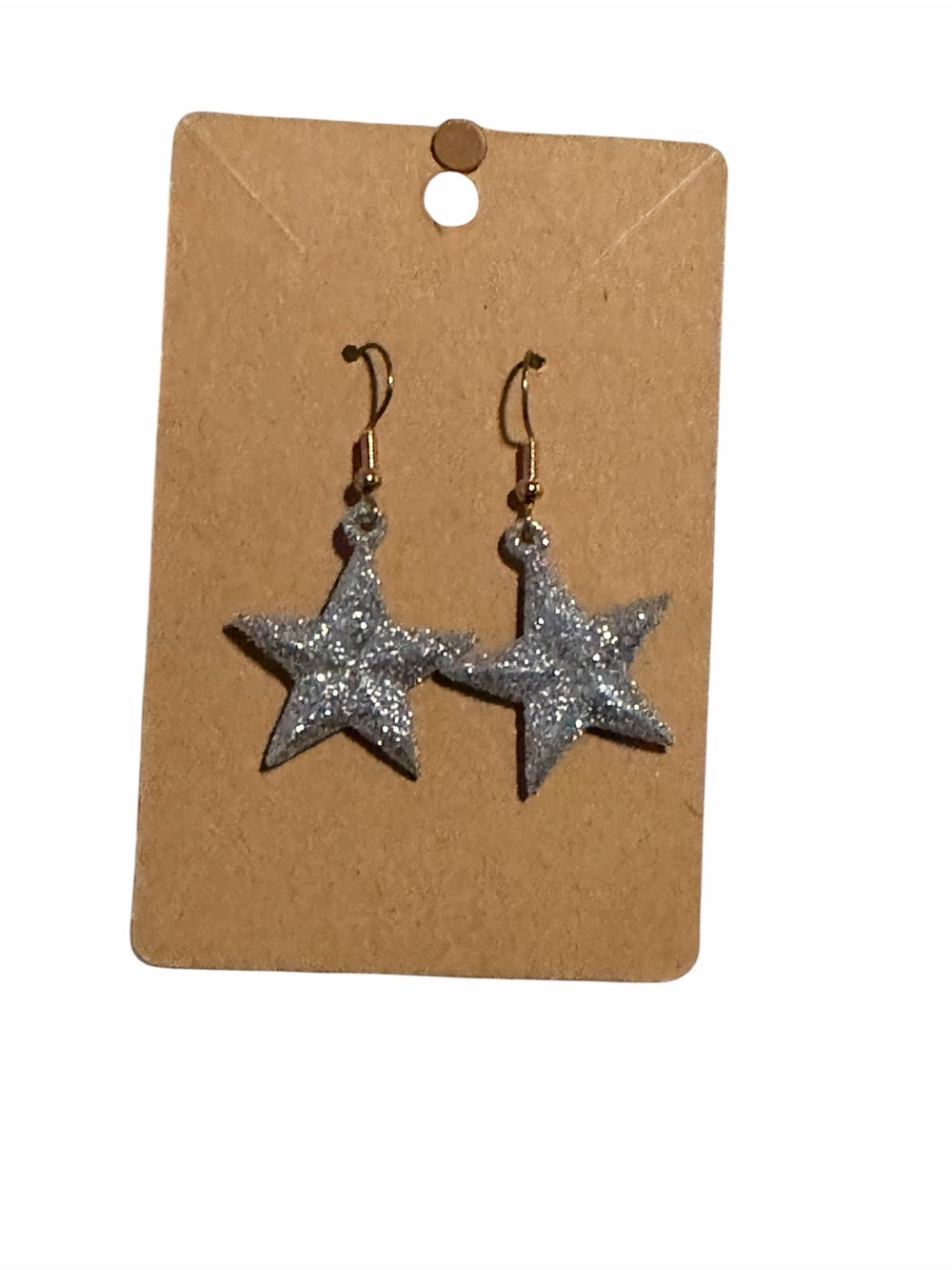 Silver Glitter Star Dangle Earrings - Women Jewelry